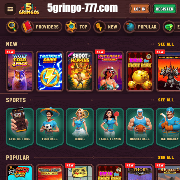 Nuove slot e sezione sport 5Gringos