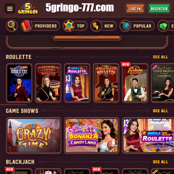 Sezione Roulette Live 5Gringos
